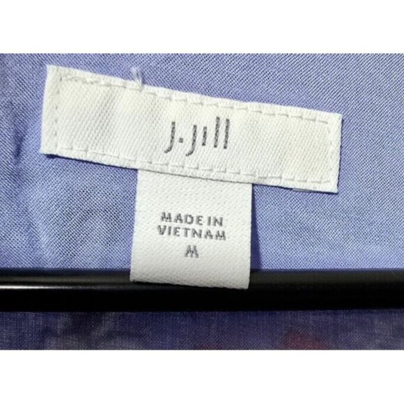 J Jill Dress Sz M Floral Resort Boho Tie Waist Layered Hem Floral Coastal Casual - Picture 3 of 14